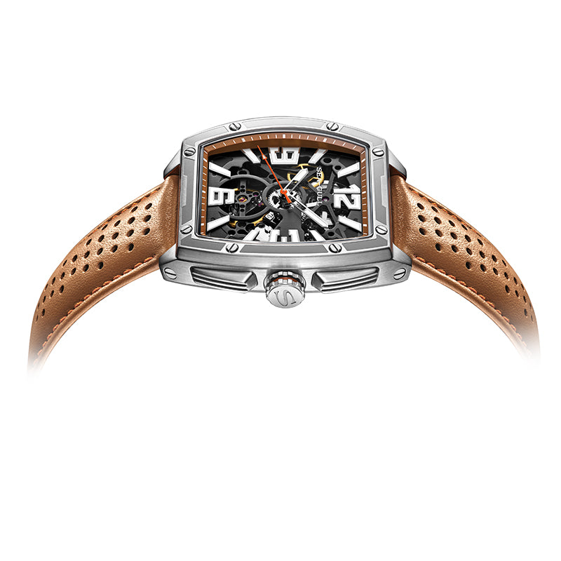 Sea-gull 849.77.6166K skjelett herreur svart rød 42mm