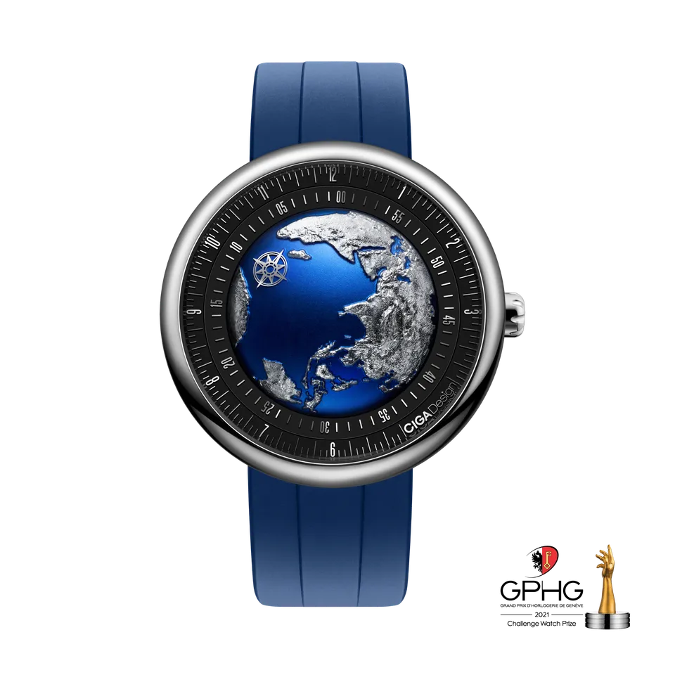 CIGA Design Blue Planet automatisk klokke 46mm stål blå