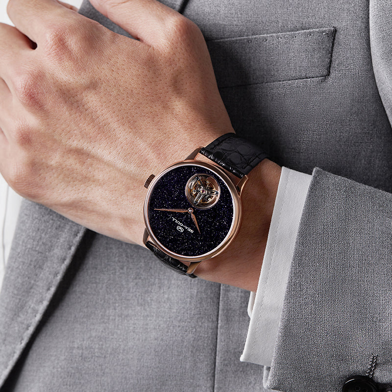 Sea-gull Artisan 818.38.6144 tourbillon svart/gull 42 mm