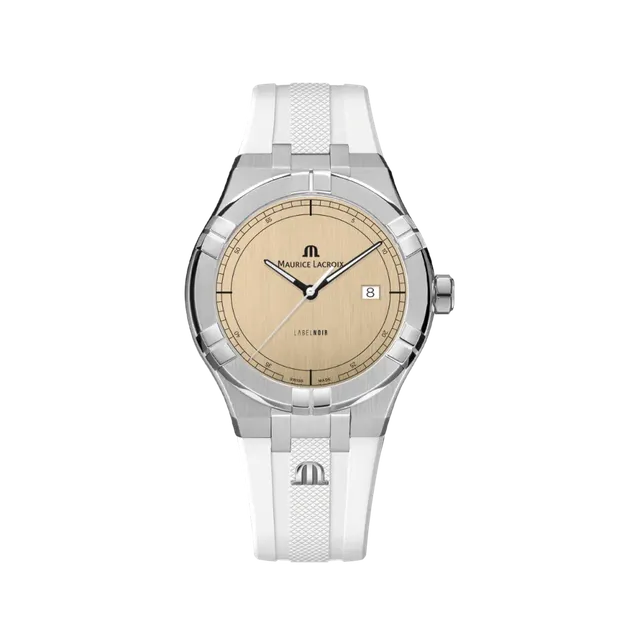 Label Noir Aikon Automatic 42MM klokke krem skive hvit gummi