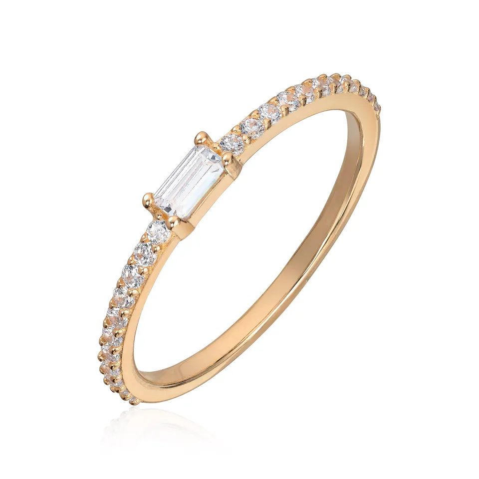 Espeland Zirkonia ring i gult gull 1 mm